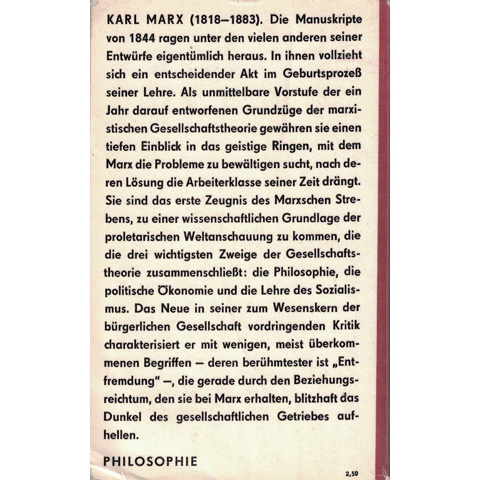 Karl Marx, Ökonomisch-philosophische Manuskripte