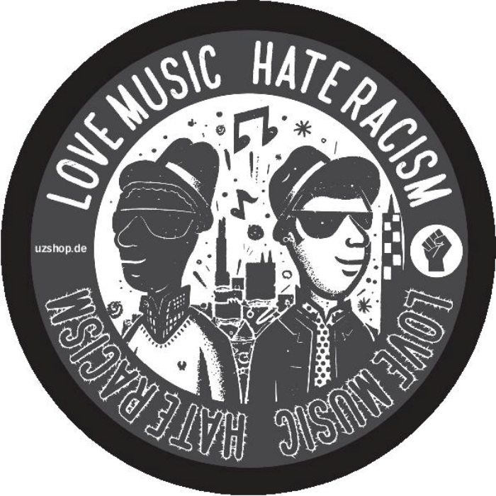 Aufkleber „Love Music Hate Racism“
